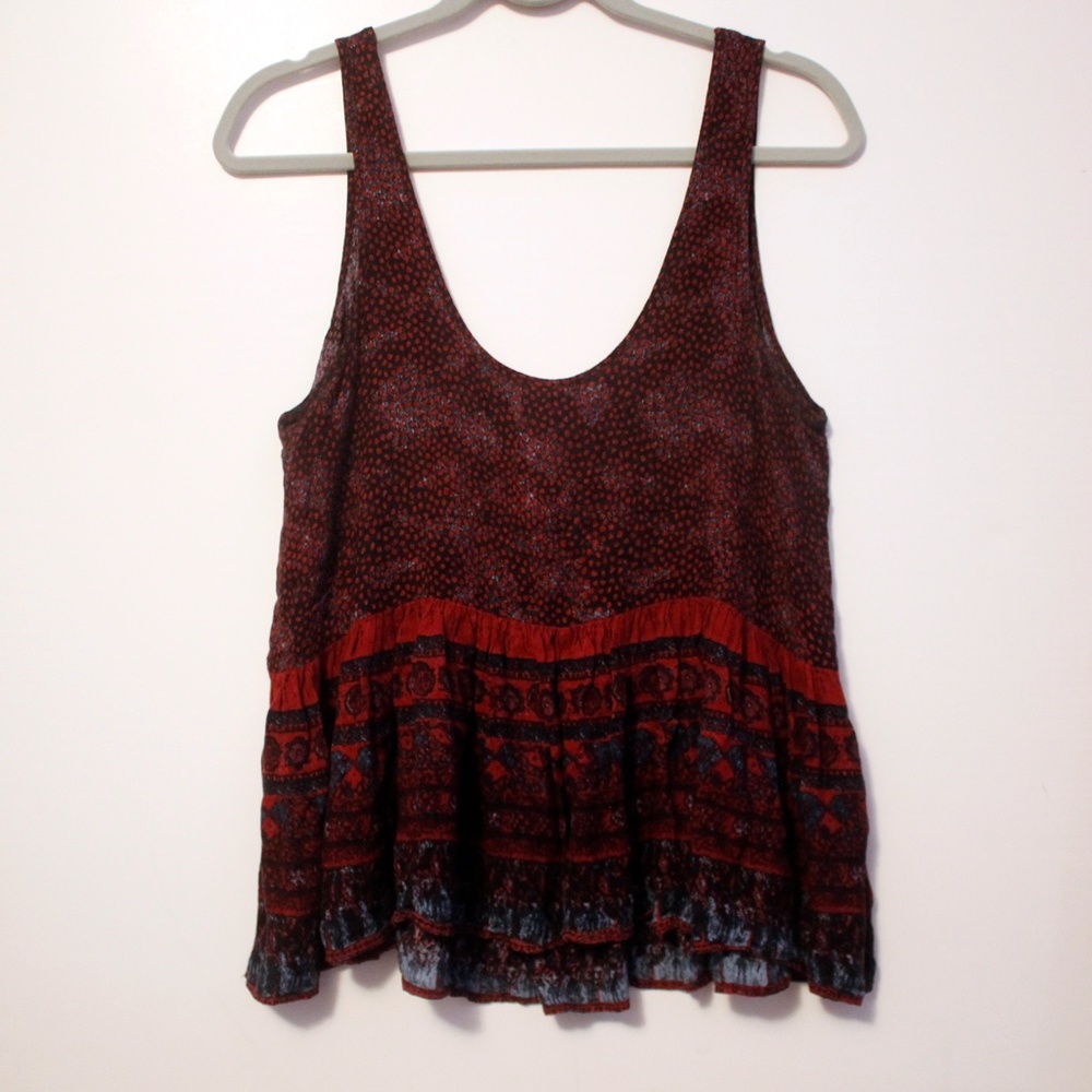 Maroon Print Loose Tank